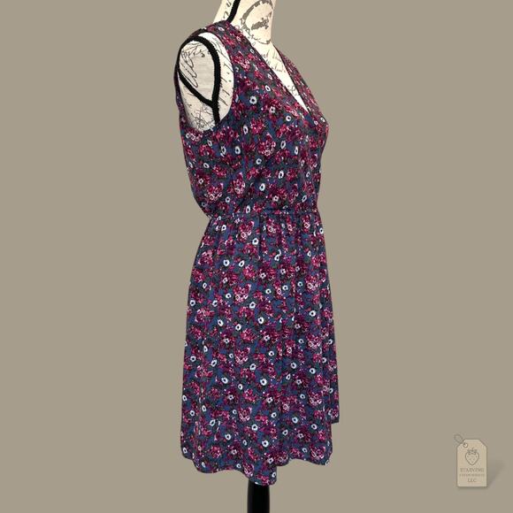 Xhilaration Purple Floral Fit & Flare Dress Women’s M Sleeveless Casual Sundress - Picture 3 of 7